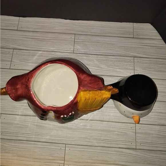 Sakura Debbie Mumm Christmas Holiday Cookie Jar Canister Snowman with Broom 10in - Picture 9 of 10